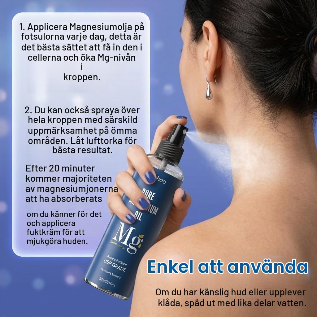 Detalle de xuanhoo magnesiumoljespray 300 ml med magnesiumklorid, alkoholfri