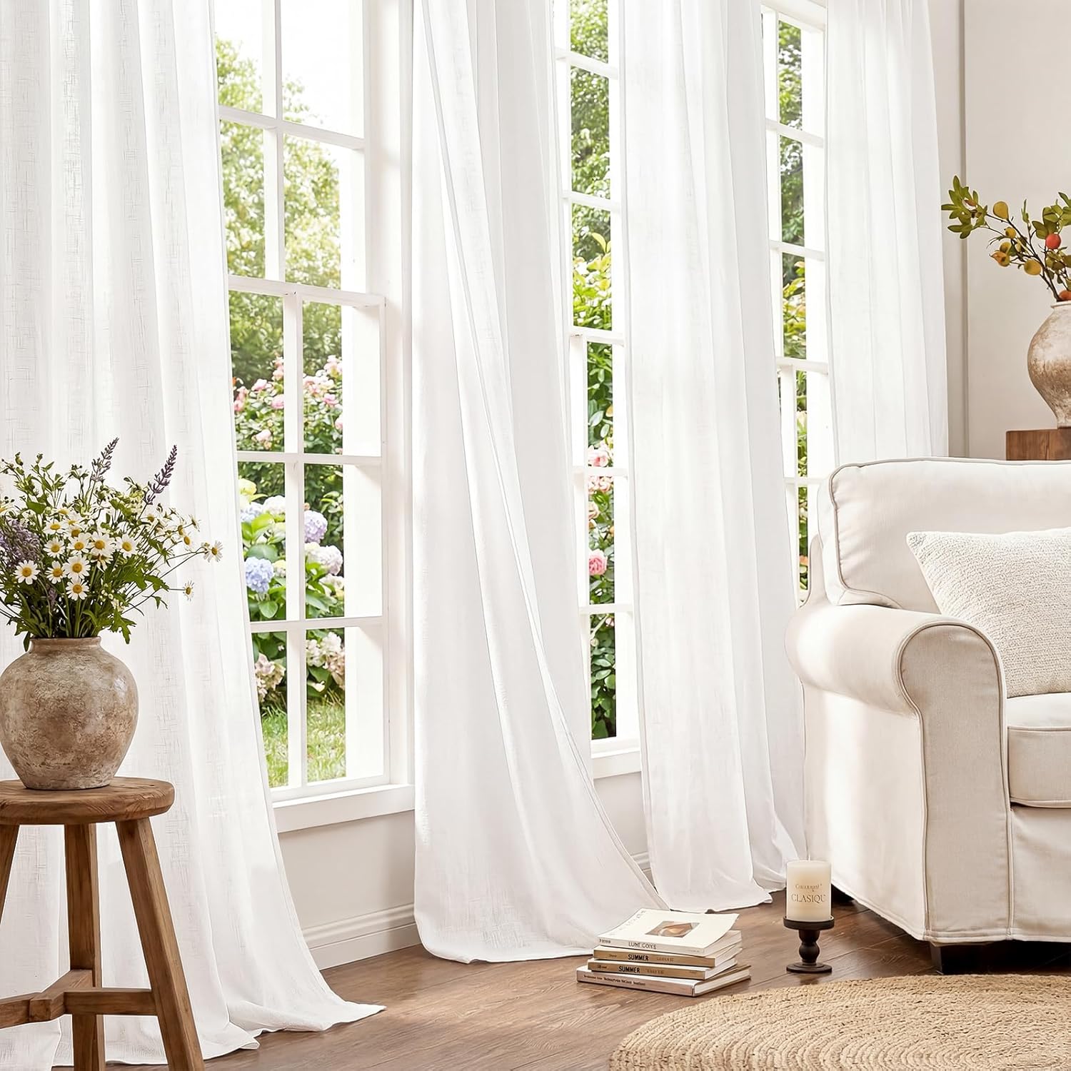 Thumbnail 4 de jinchan JINCHAN Curtains, 50 x 84-Inch Light-Filtering Linen-Blend Drapes