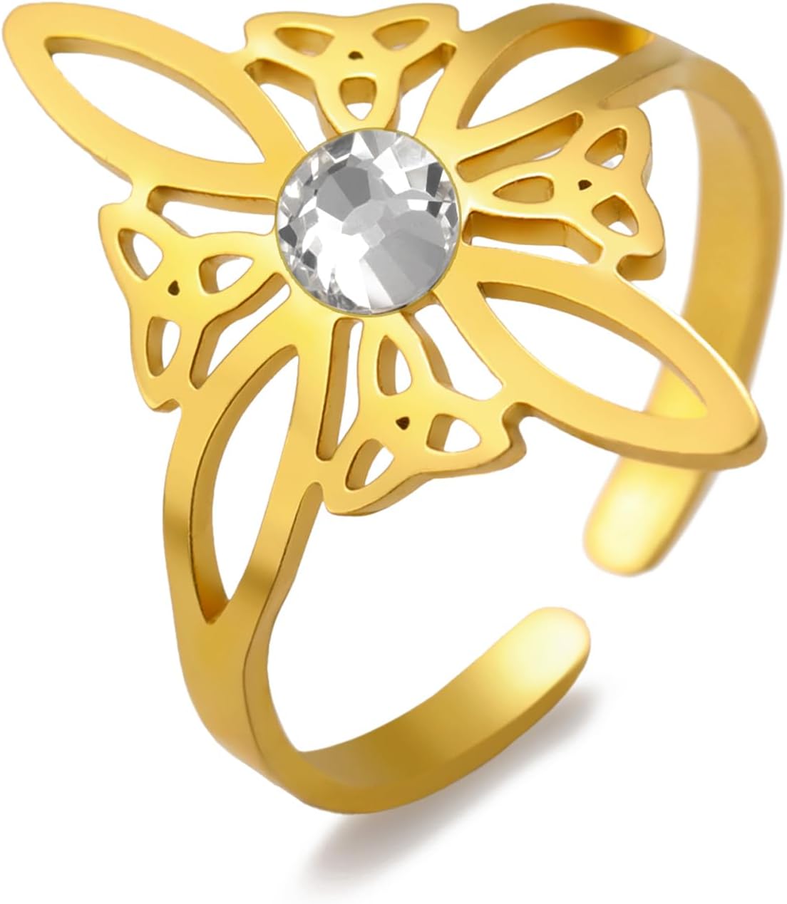 Detalle de Dreamtimes Hexenknoten-Ring aus Edelstahl für Frauen – keltisches Symbol, verstellbar, offen (Wicca/Amulettschmuck)