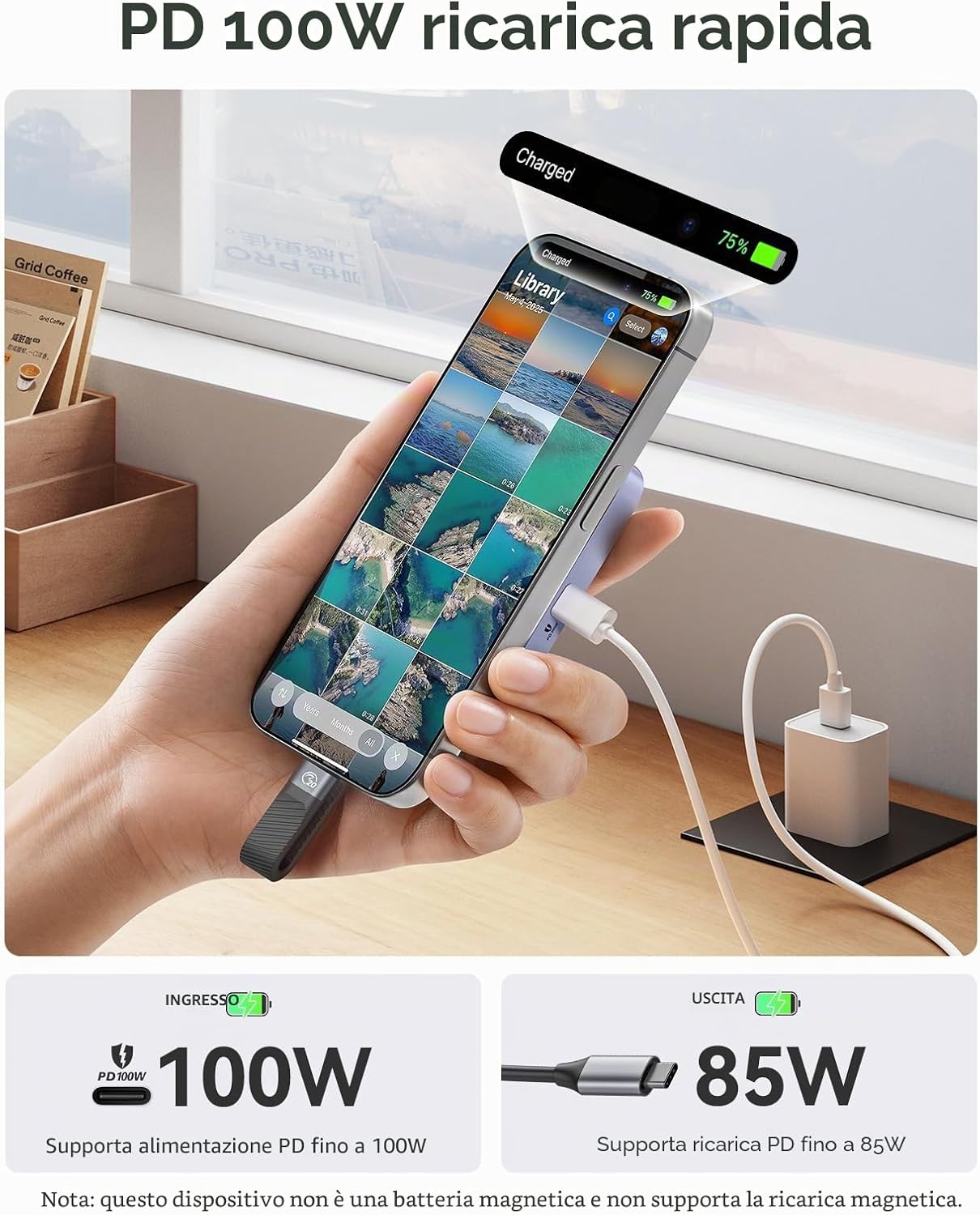 Detalle de ORICO Magnetic Case NVMe M.2 per iPhone 15/16/17 Pro – USB-C 3.2 Gen2 10Gbps, 4K ProRes, PD 100W, SSD 2230/2242 2TB (Verde)
