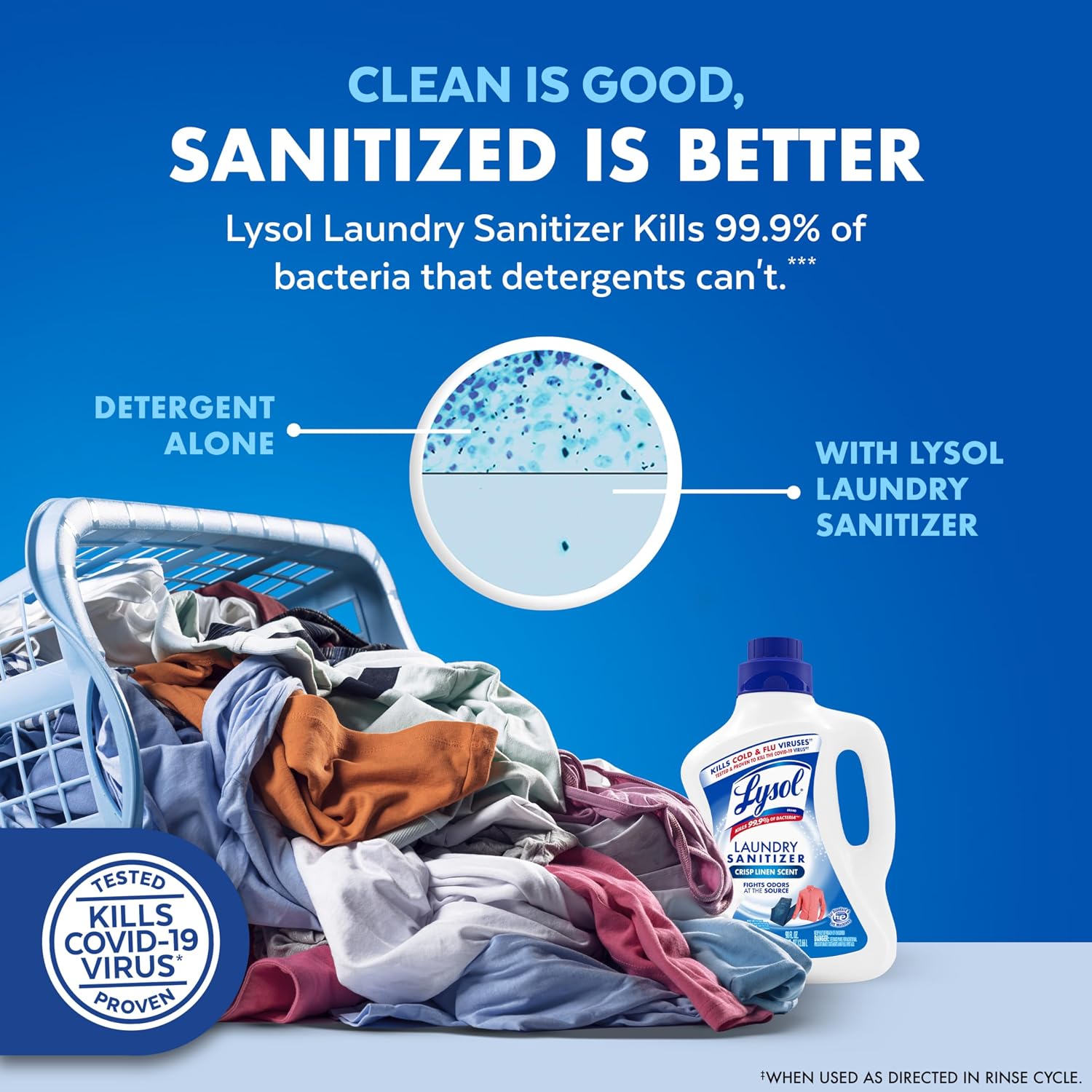 Detalle de Lysol Laundry Sanitizer Additive, 90oz — Bacteria-Killing Odor Eliminator for Laundry