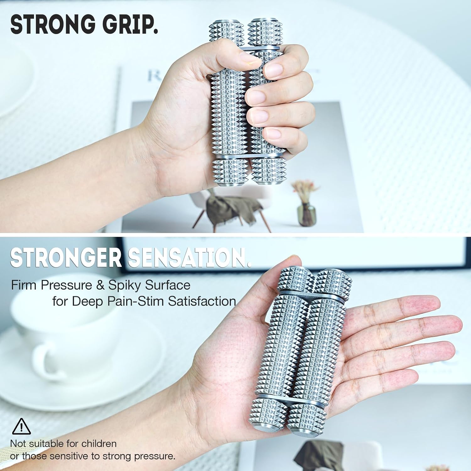 Detalle 2 de Balkwan Pain Stim Fidget Roller (Silver, Compact) — desk stress relief sensory aid for adults