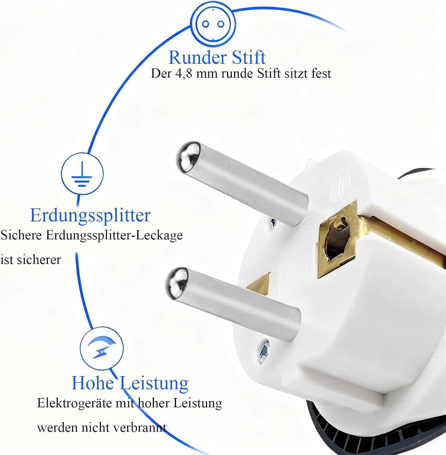 Detalle de 2er-Set UK auf EU Reiseadapter 2500W 16A – Universal Reiseadapter Weiß