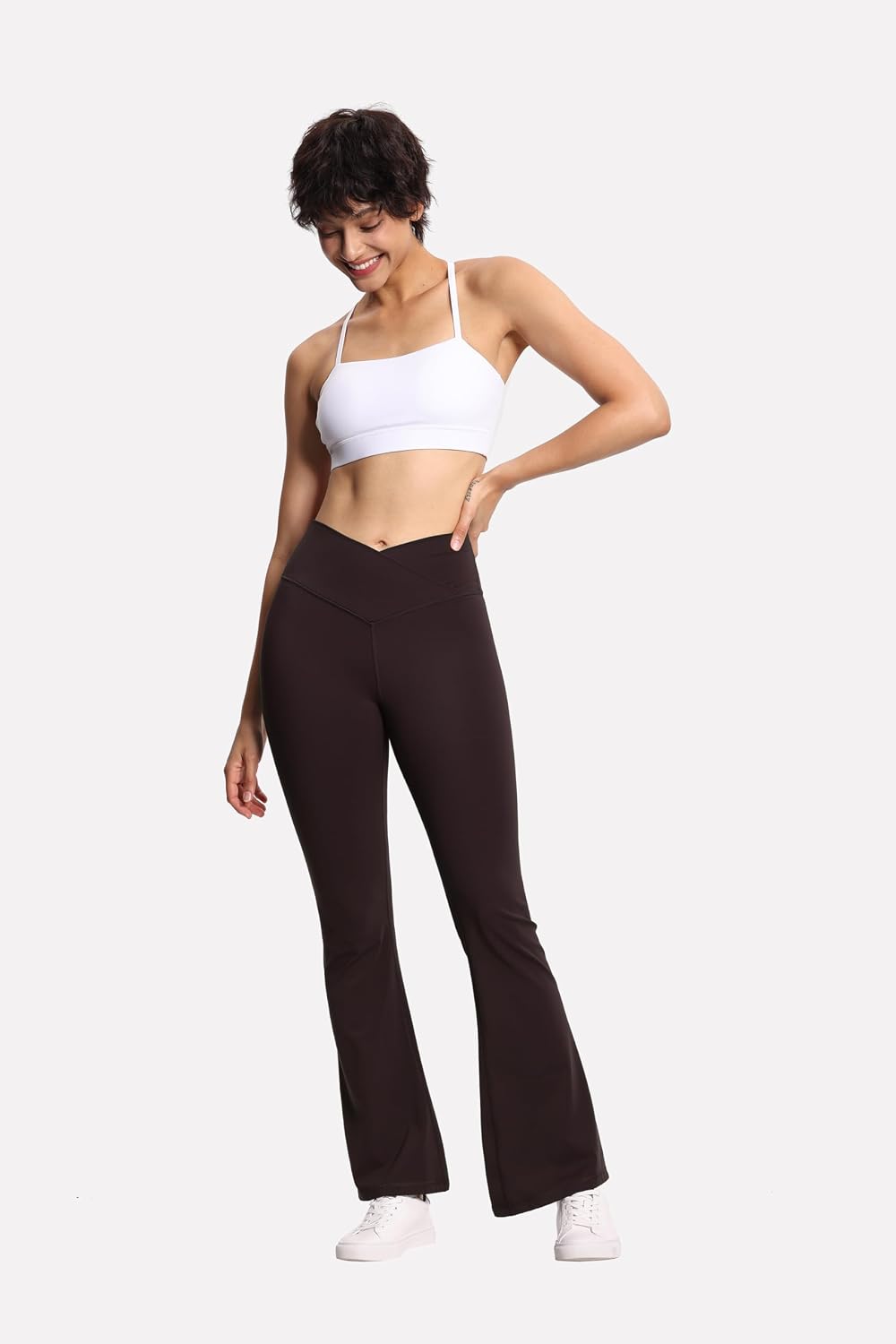 Thumbnail 3 de THE GYM PEOPLE Women's Flare Sports Leggings with V-Cross Waist
