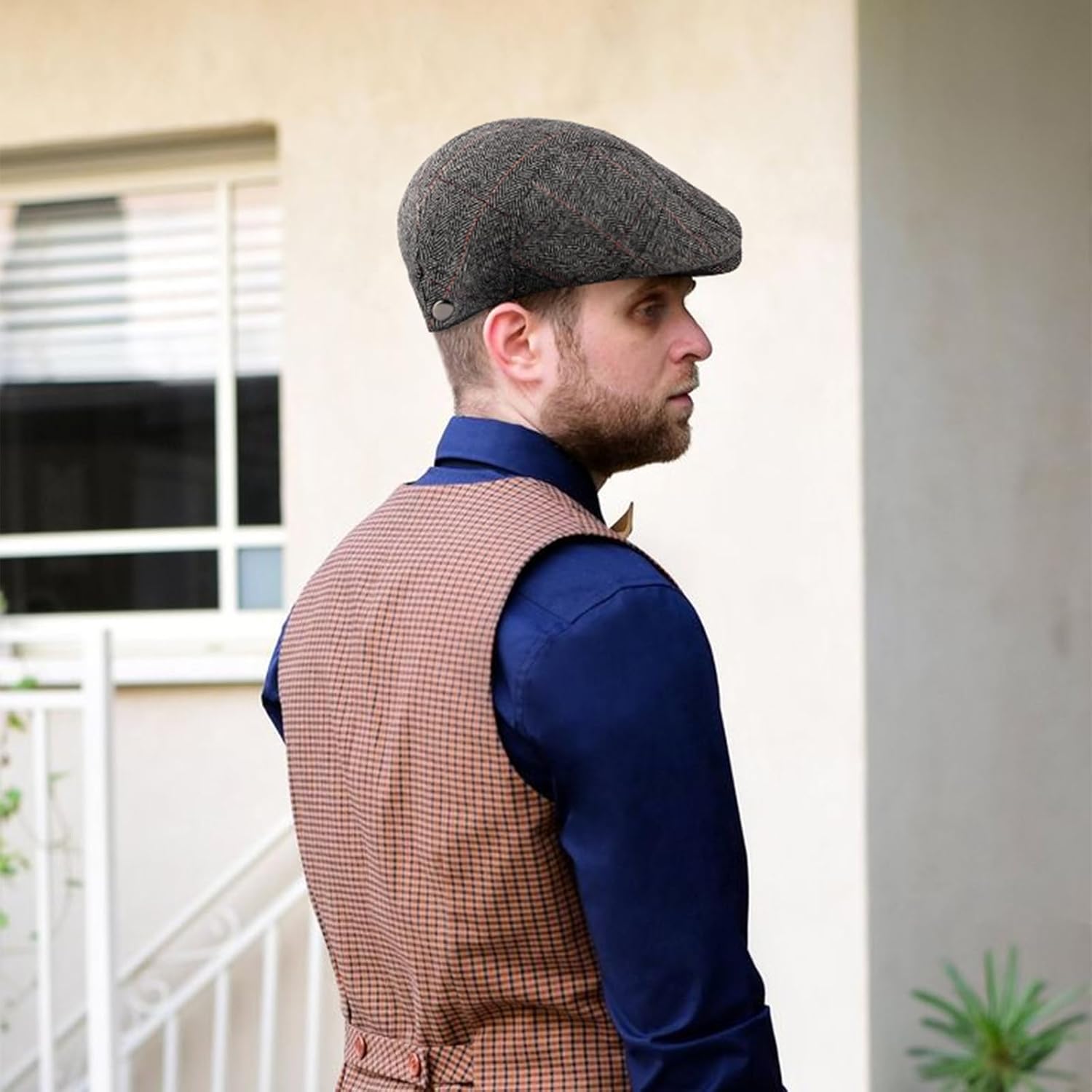 Thumbnail 4 de YAMEIZE Retro Flat Cap for Men (Baker Boy / Ivy Adjustable Newsboy Hat) in Cotton