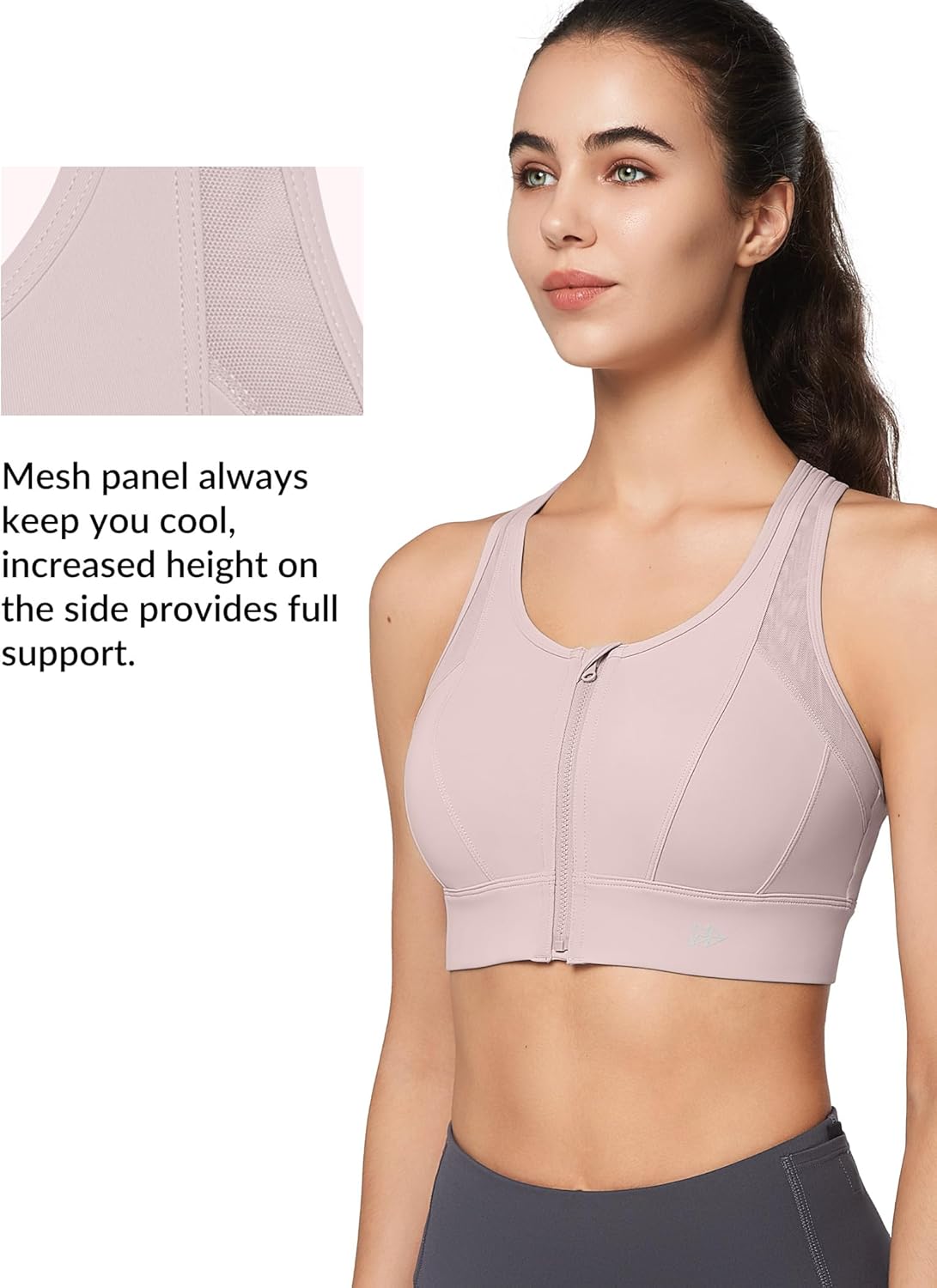 Thumbnail 2 de Yvette High Impact Zip Front Sports Bra with Mesh Racerback (High Support for Women with Large Breasts)