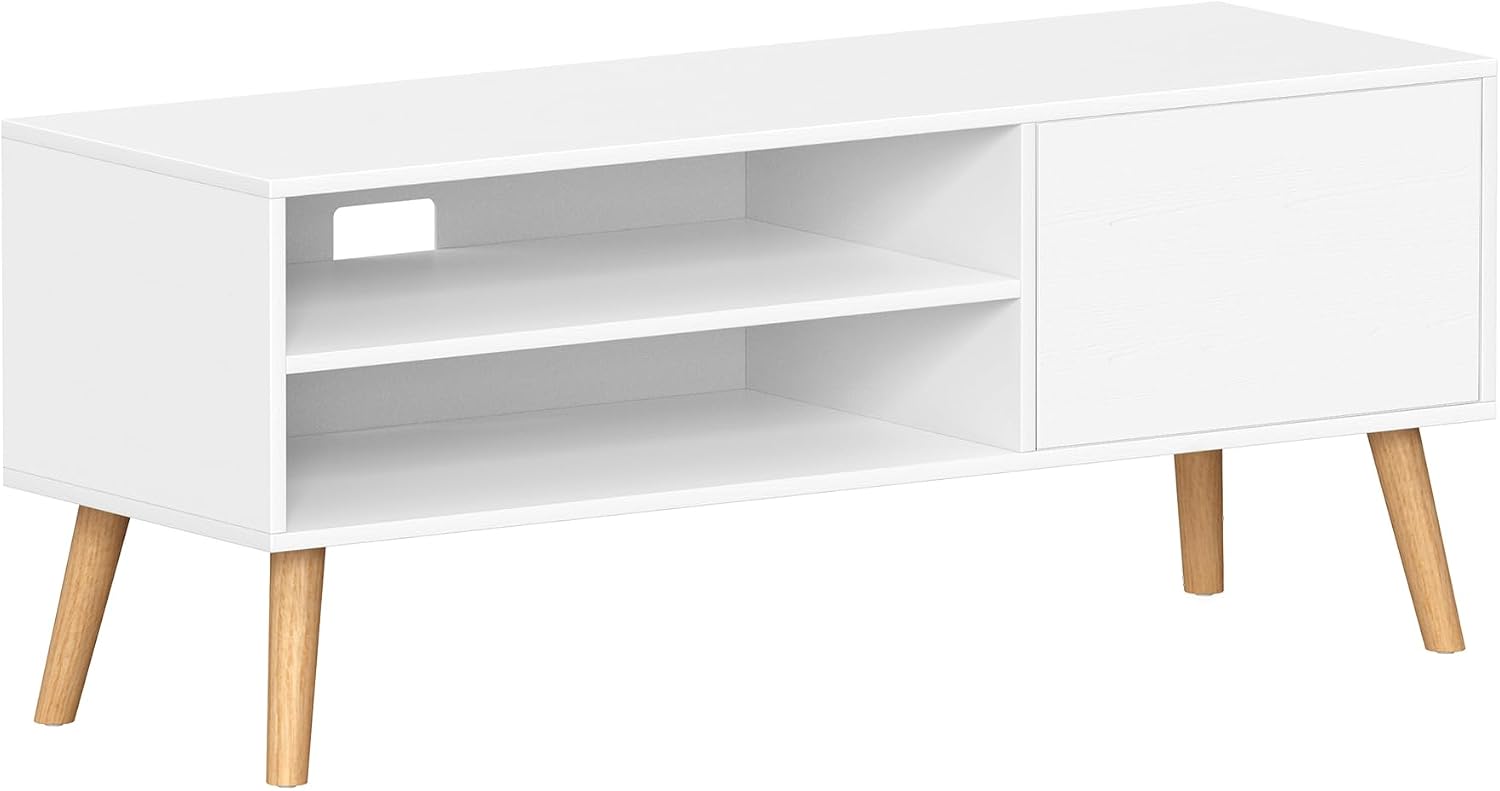 Detalle de VASAGLE LTV120T46 TV Stand, 120 cm White Cabinet with Mid-Century Style