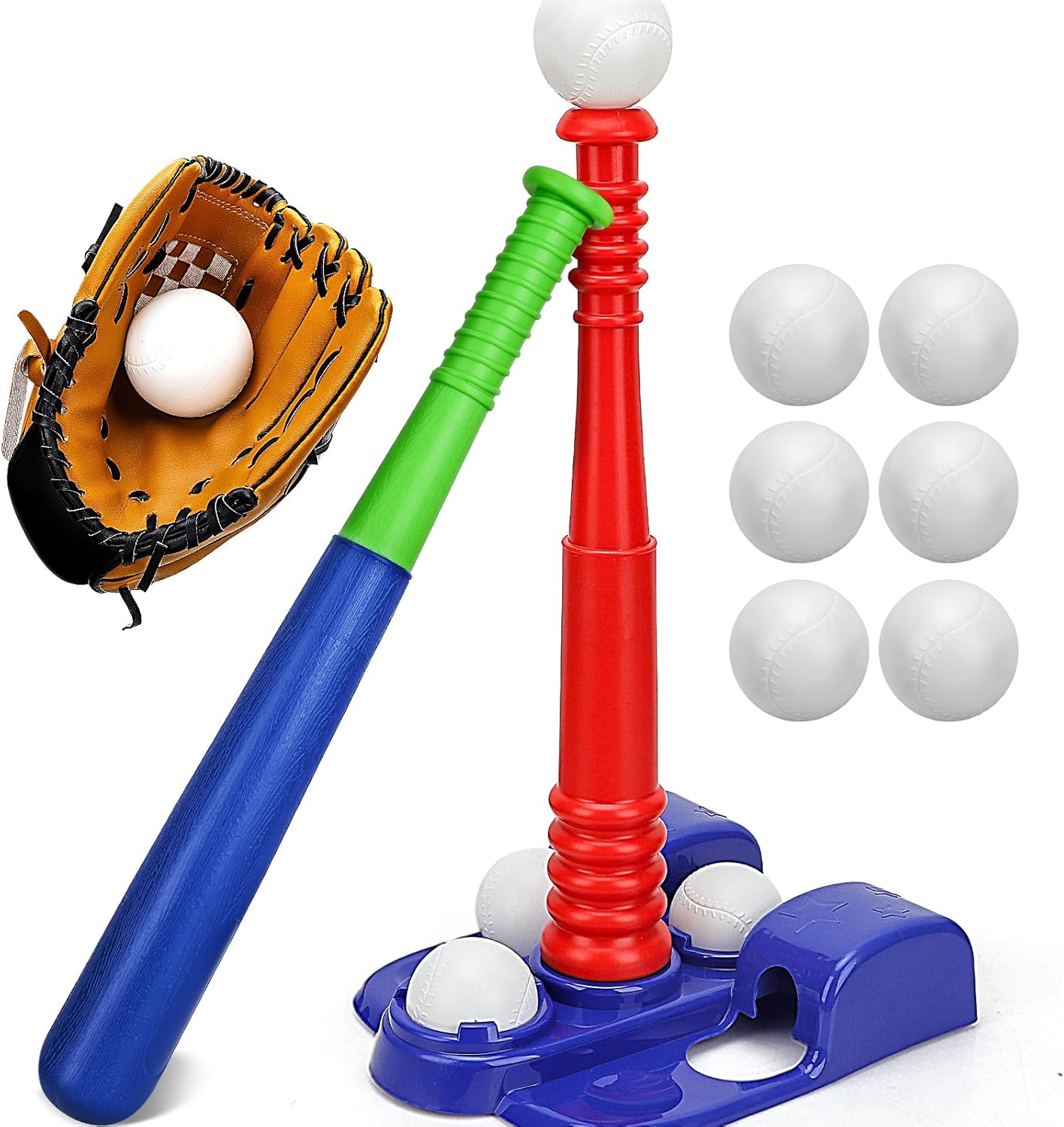 Detalle de TOY Life Tee Ball Set for Kids 3-5 & 5-8: Bat, Tee, Glove & 6 Balls