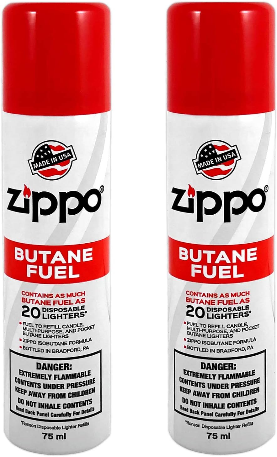 Zippo Butane Fuel Refill – Premium 75 ml, 2-Pack, High-Purity for Lighters and Torches