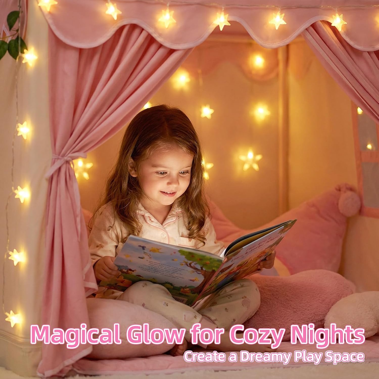 Detalle de GeeSound Kids Indoor Princess Tent with Star Lights and Mat (Pink)
