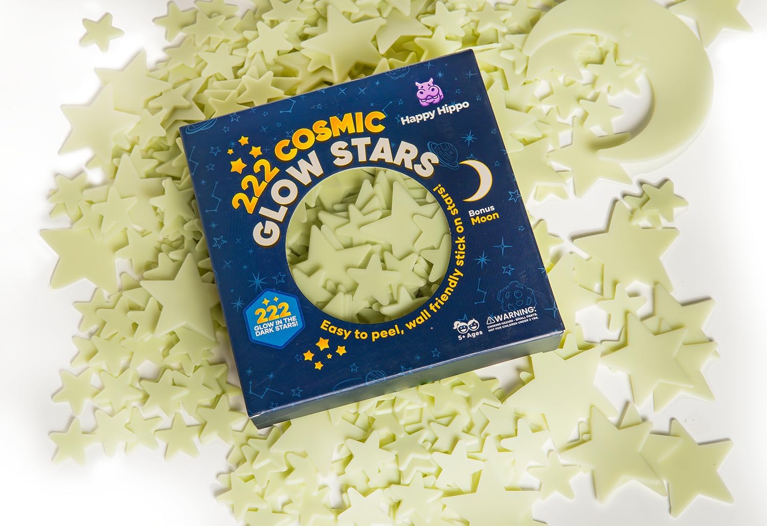 Thumbnail 5 de Happy Hippo 222 Glow-in-the-Dark Ceiling Stars with Bonus Moon