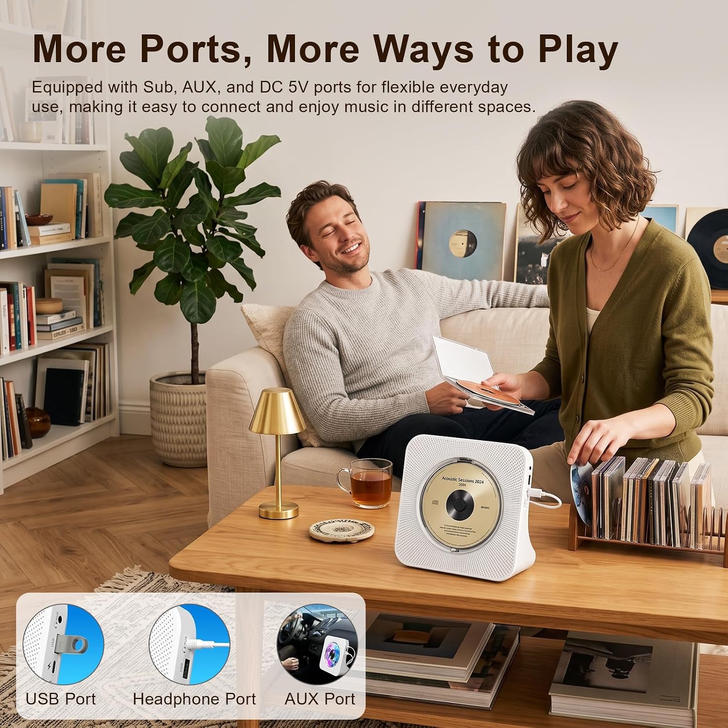 Thumbnail 3 de Gueray Portable CD Player with Bluetooth: Desktop Hi‑Fi CD Player with Built-In Dual Speakers