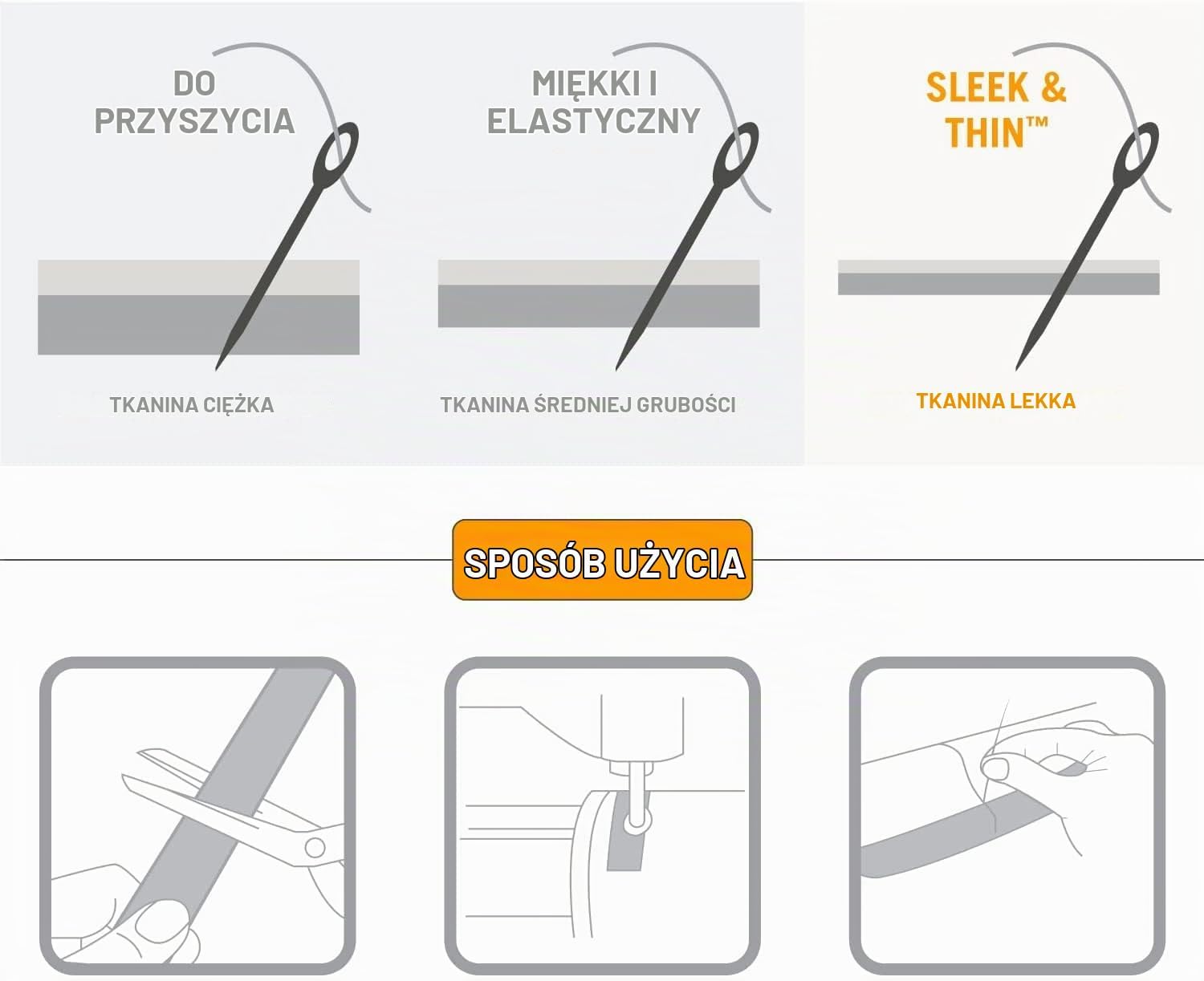 Detalle de VELCRO Brand Sleek & Thin VEL-30184-WEU – biała taśma na rzep 19 mm x 60 cm
