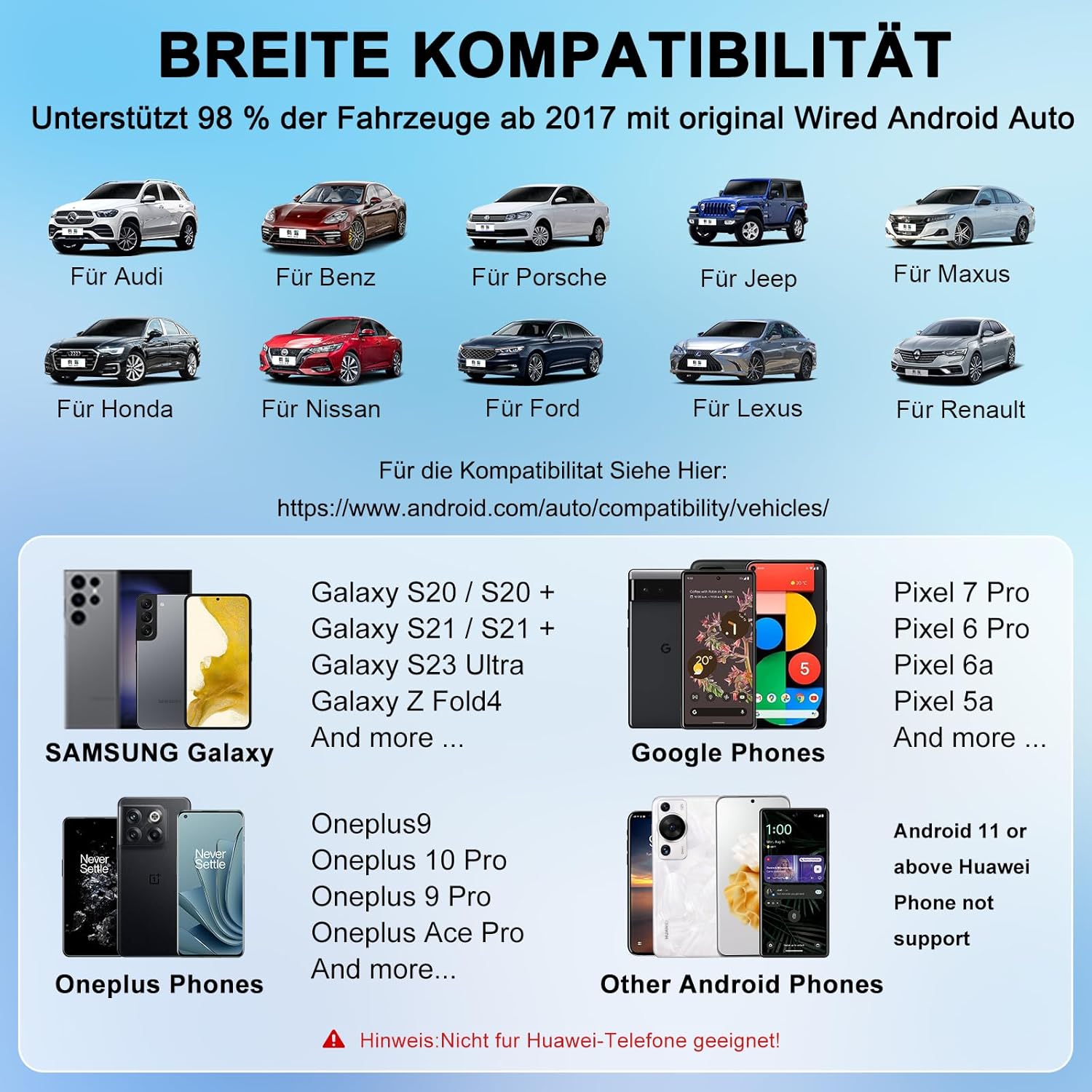 Thumbnail 3 de PAUNEZUEL Wireless Android Auto Adapter: kabelgebundenes Android Auto drahtlos nutzen (für Android ab 11, Autos ab 2017)