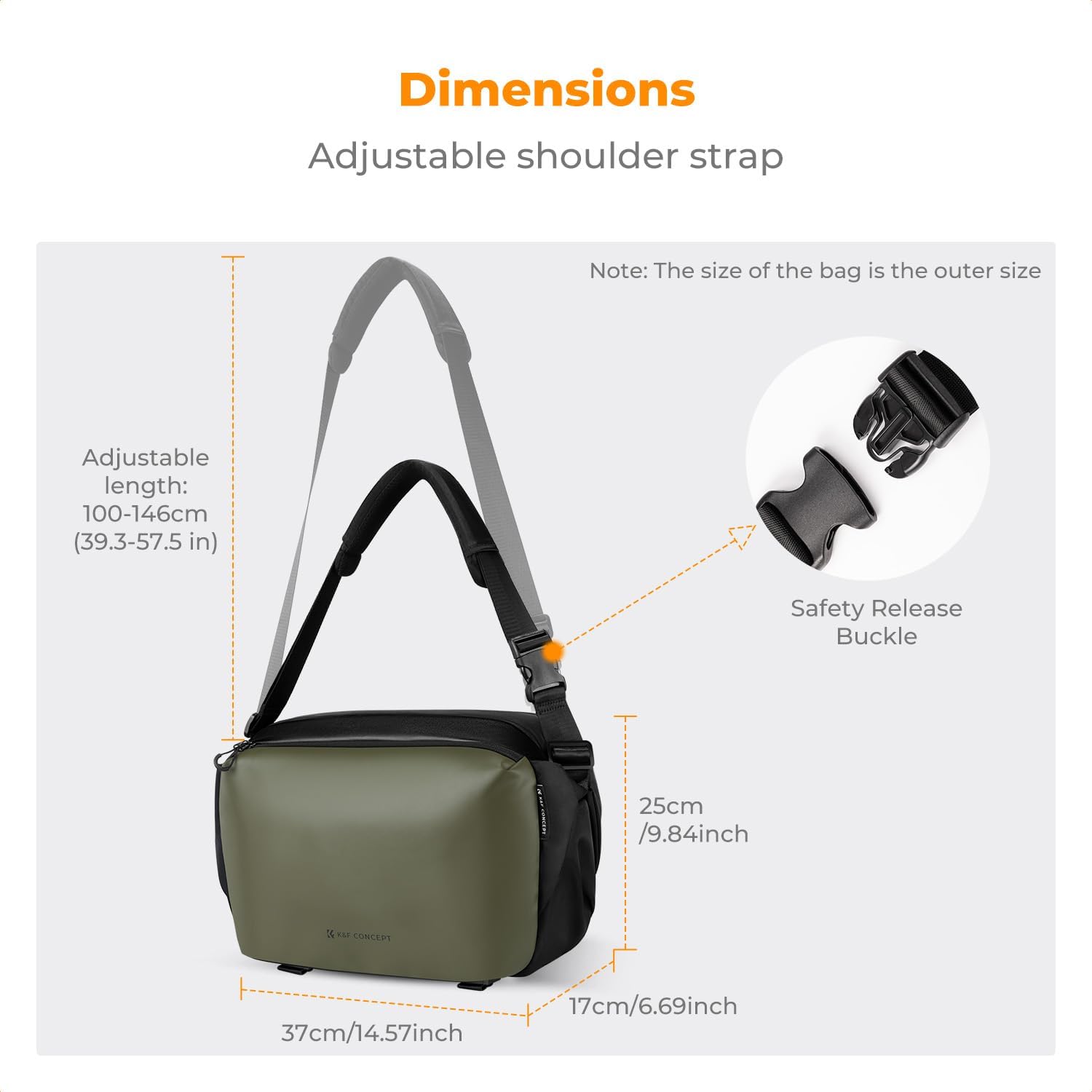 Detalle de K&F CONCEPT Borsa per Fotocamera: impermeabile, versatile e pronta all’uso