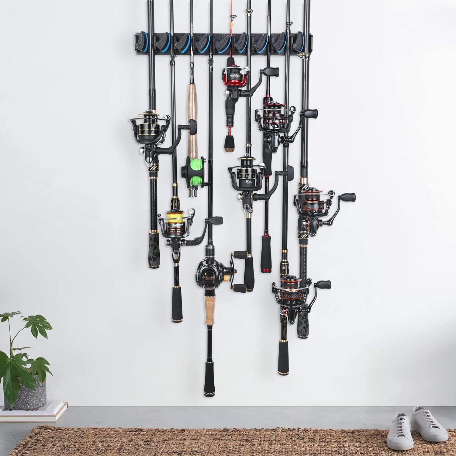 Thumbnail 6 de PLUSINNO Vertical Fishing Rod Holder (Wall Mounted) — Stores Up to 9 Rods or Combos