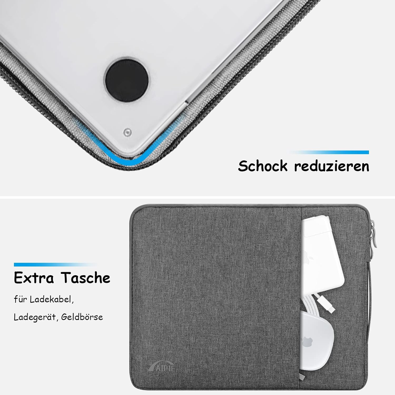 Thumbnail 5 de AIPIE Laptoptasche mit Griff, Schutzhülle für 13–17,3 Zoll (2 Fächer, wasserdicht beschichtet)