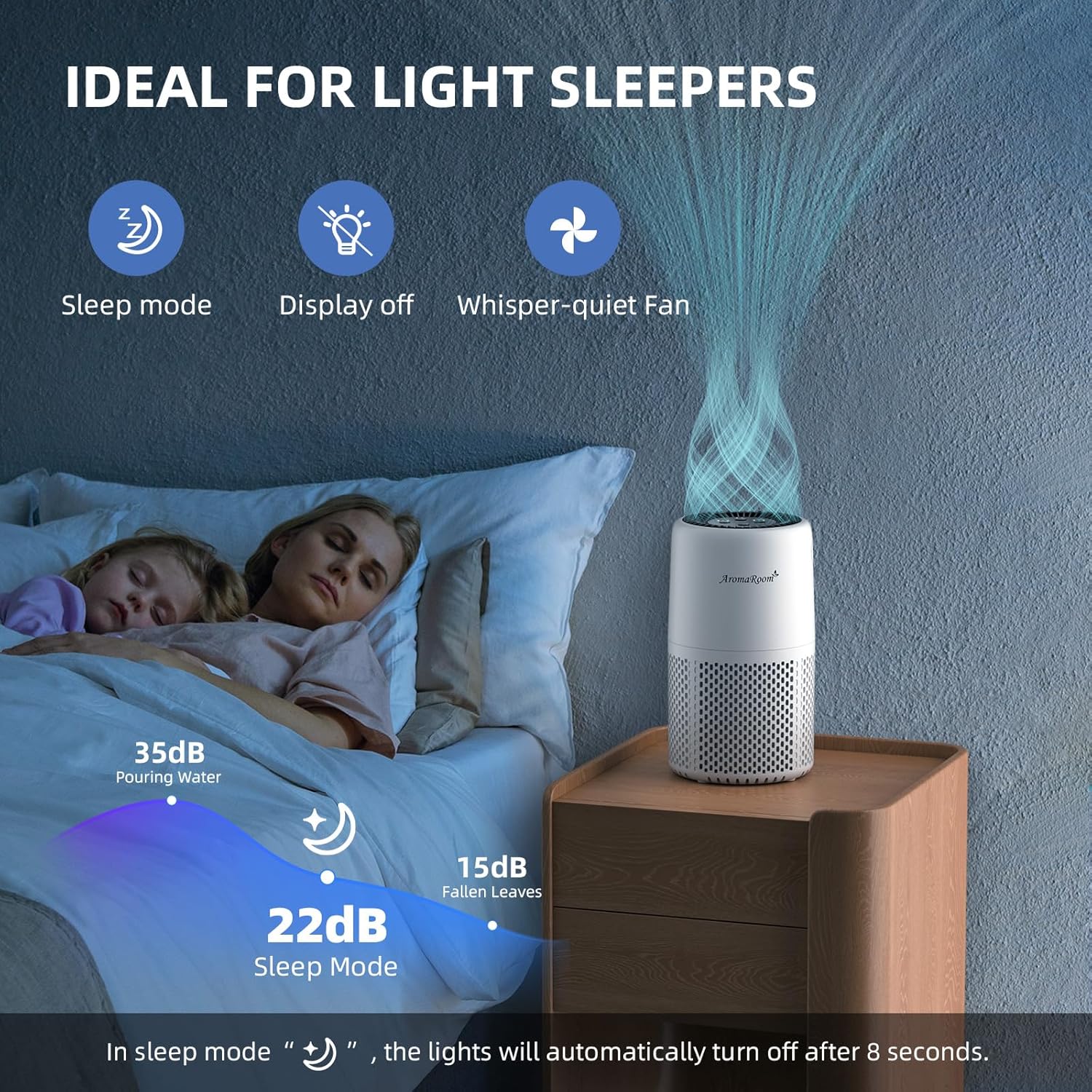 Detalle 2 de Aroma Room AP103-A Air Purifier with H13 HEPA Filter and Sleep Mode