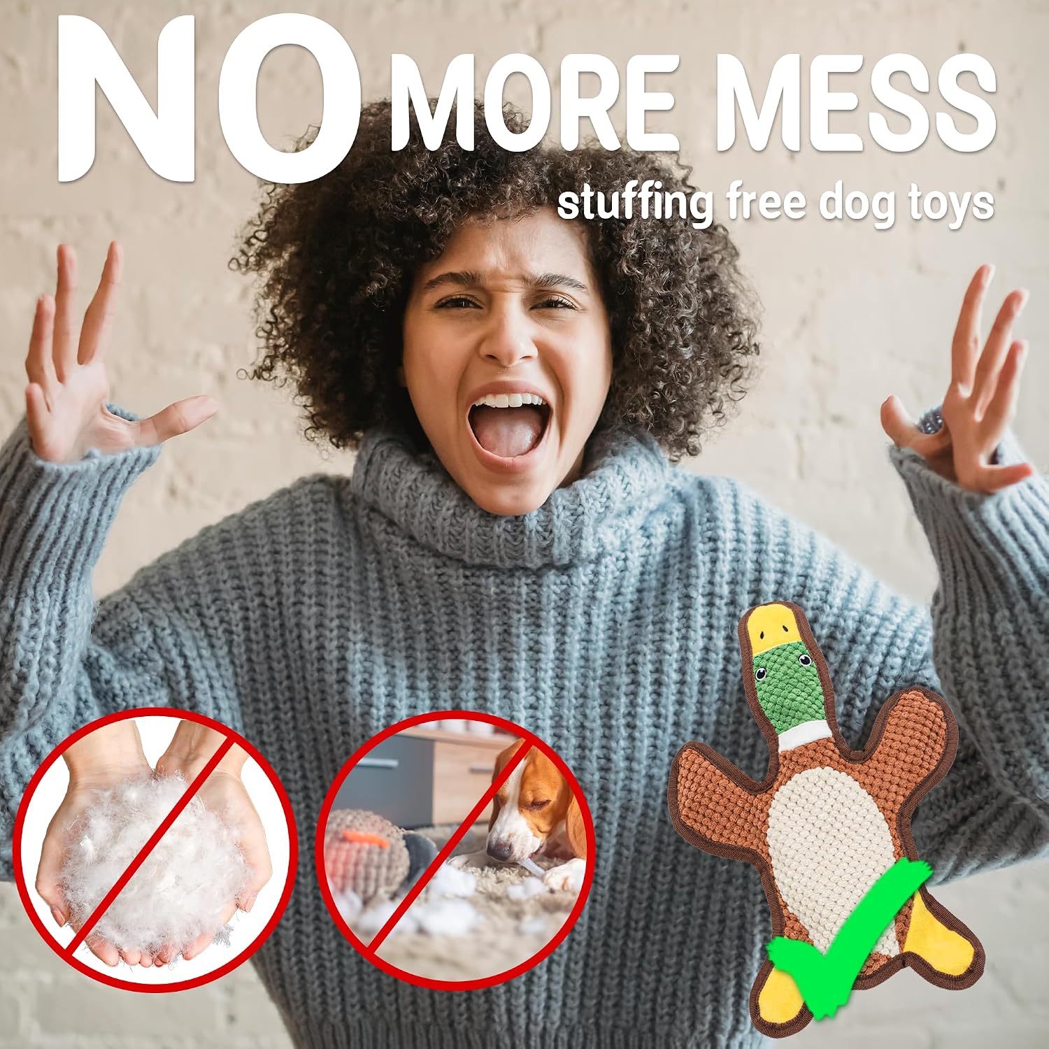 Detalle de Duck squeaky dog toys 3 pack with crinkle