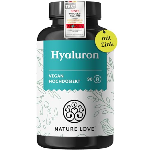 Detalle de NATURE LOVE Hyaluron Kapseln mit Zink – Hochdosiert 500 mg, 90 Kapseln, Vegan & Laborgeprüft