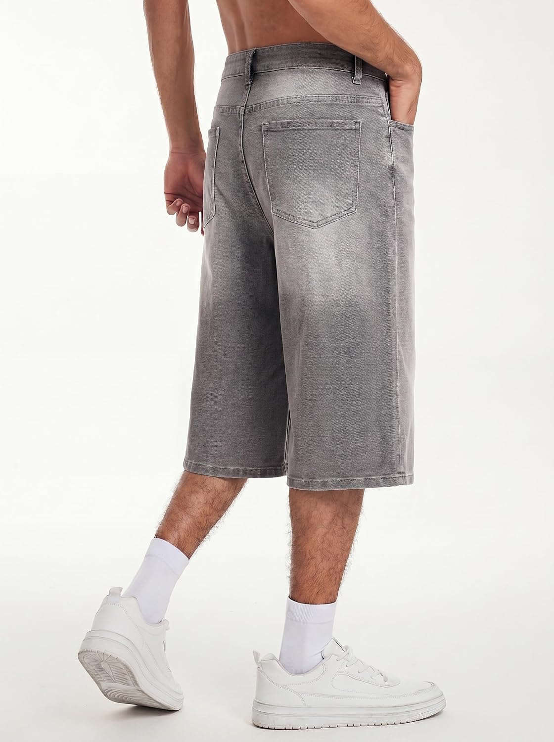 Detalle de JMIERR Jeans Shorts Herren Baggy 3/4 – Denim Bermuda im Y2K Streetwear-Stil