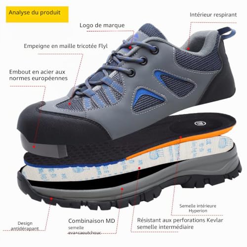 Detalle 2 de CYKYGGO Chaussures de Sécurité Homme/Femme - Toile respirante et embout acier, EU 44