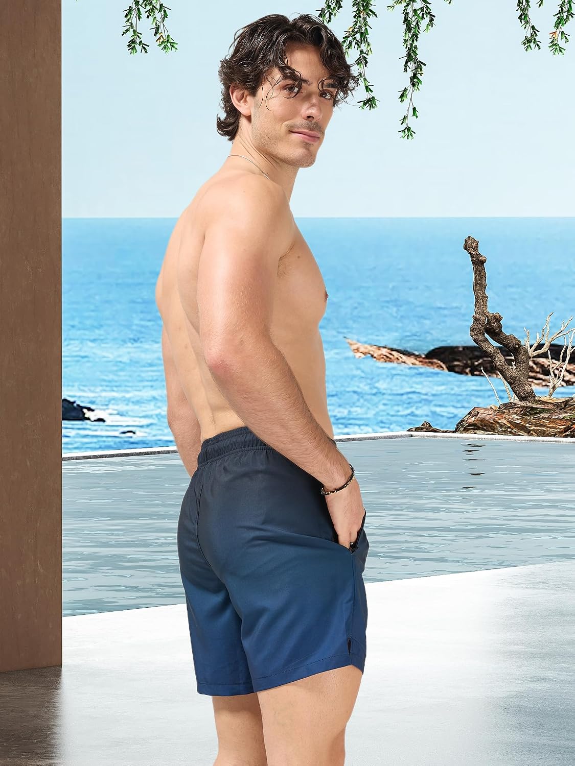Detalle de Arcweg Men’s Swimming Shorts with Zip Pockets and Mesh Lining