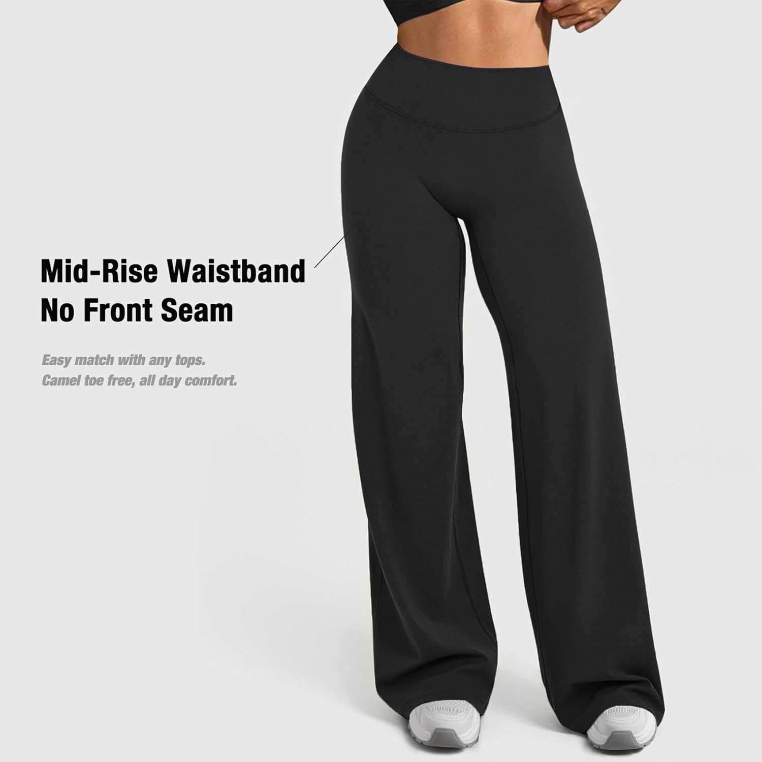 Detalle de JGS1996 Wide Leg Yoga Pants Bottoms: High-Waist, Non-See-Through & Bum-Enhancing Workout Leggings