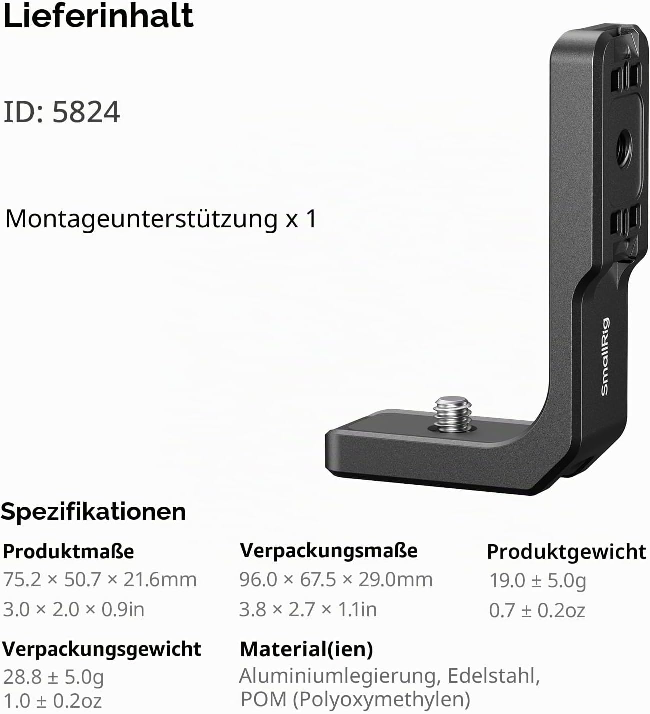 Thumbnail 6 de SMALLRIG 5824 Vertikale & horizontale Montageunterstützung für Insta360 X5/X4 Air/X4/X3