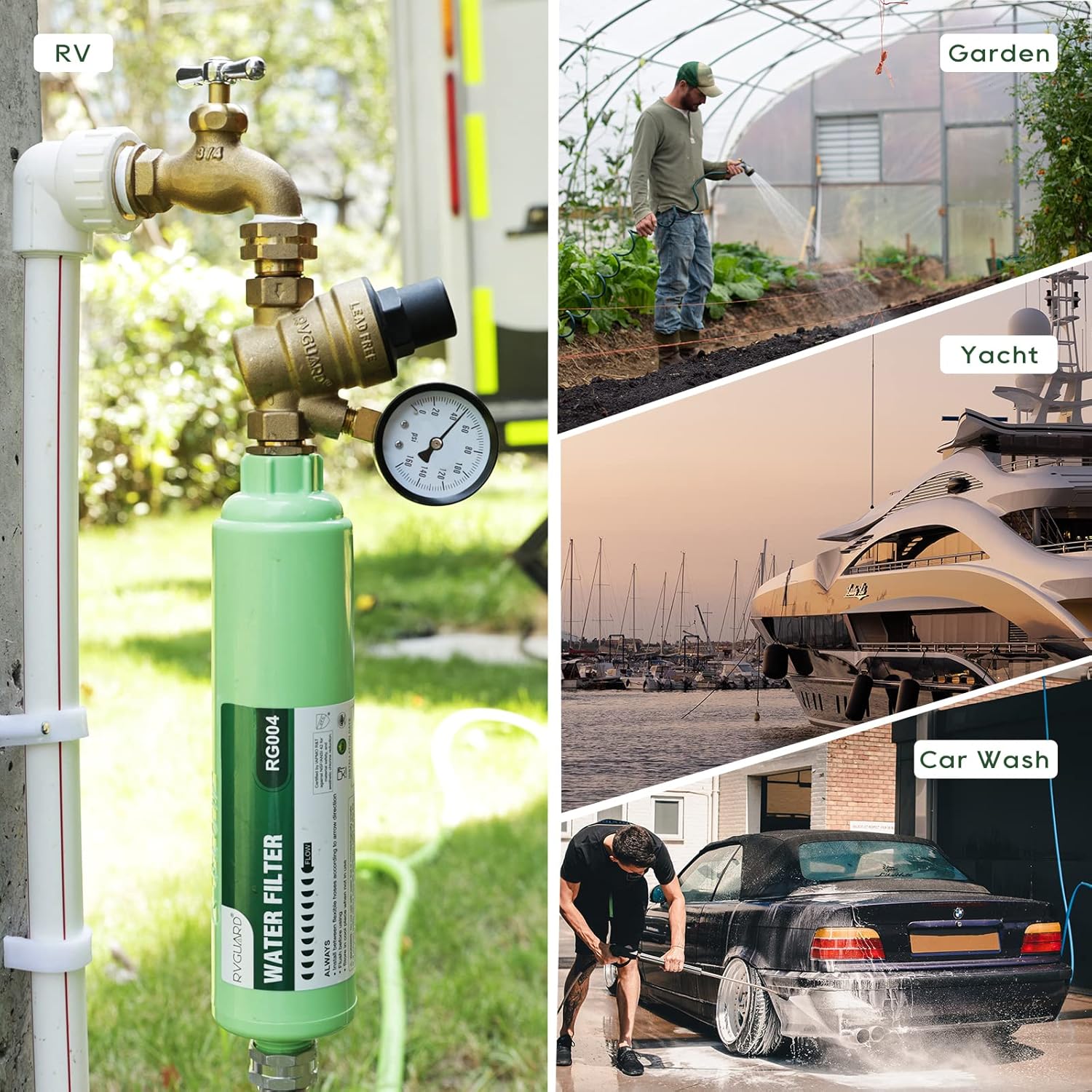 Detalle de RVGUARD Inline RV Water Filter: 4-Pack for Odor, Taste, Rust and Chlorine Reduction