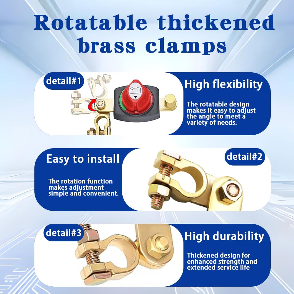 Thumbnail 2 de Batterie Trennschalter 12V–48V wasserdicht mit erhöhten Batteriepole – Batteriehauptschalter für Auto, Motorrad, Marine & Caravan