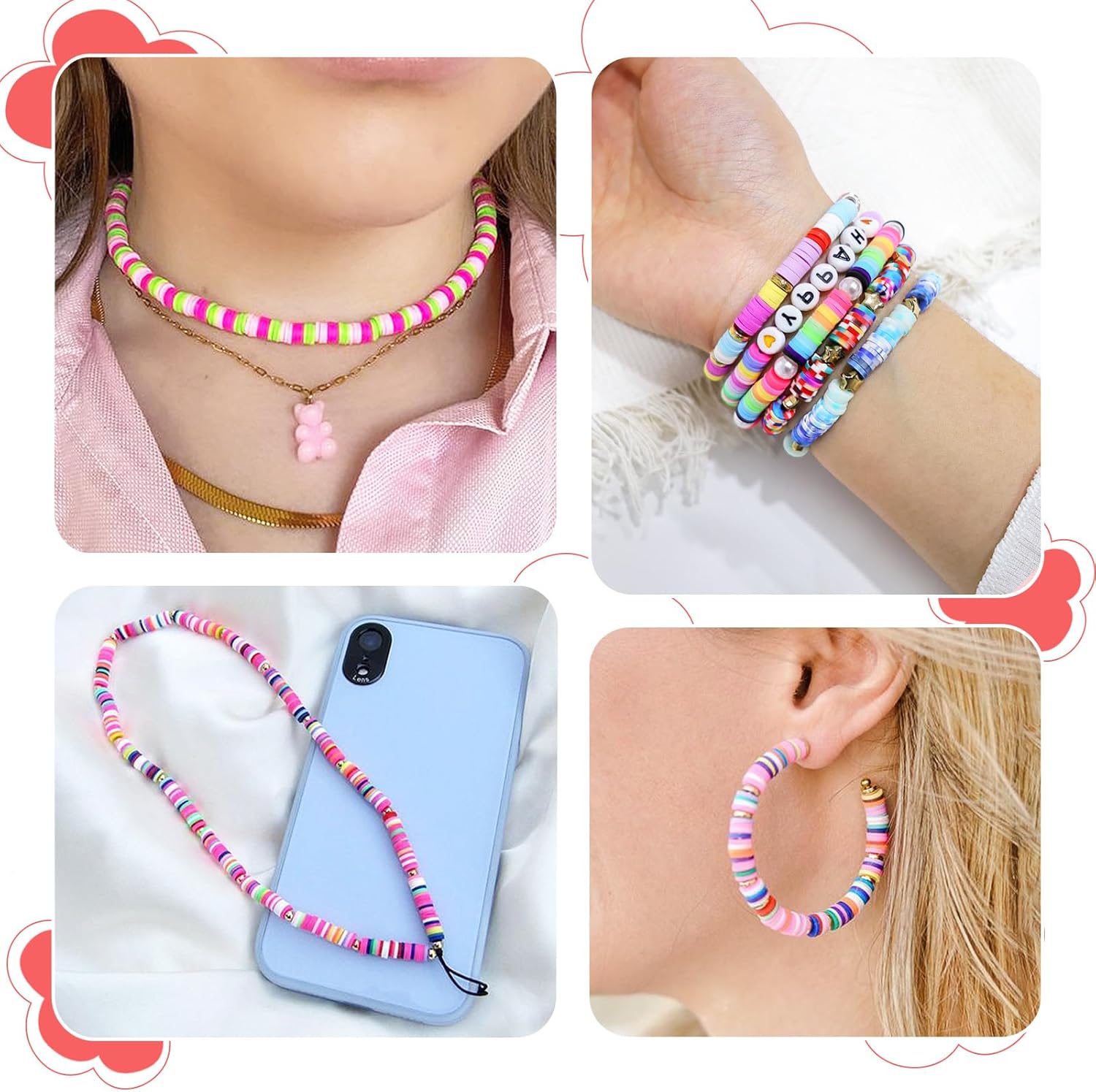 Detalle de Dazhqp 45000 Pcs Clay Beads Friendship Bracelet Kit – 192 Colours, 9 Boxes