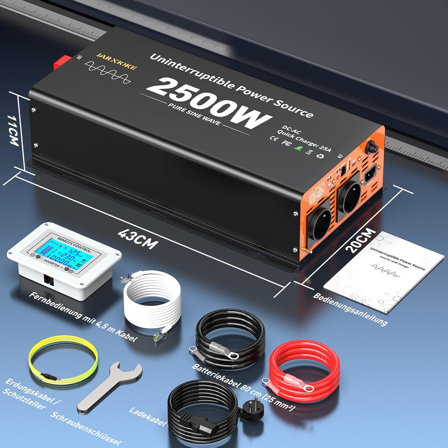 Thumbnail 6 de Invertitore Onda Pura 12V→220V 2500W con UPS, priorità di rete e telecomando LCD (25A)