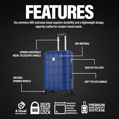 Detalle de ATX Luggage Medium Suitcase 65L with 360° Dual Spinner Wheels – Midnight Blue