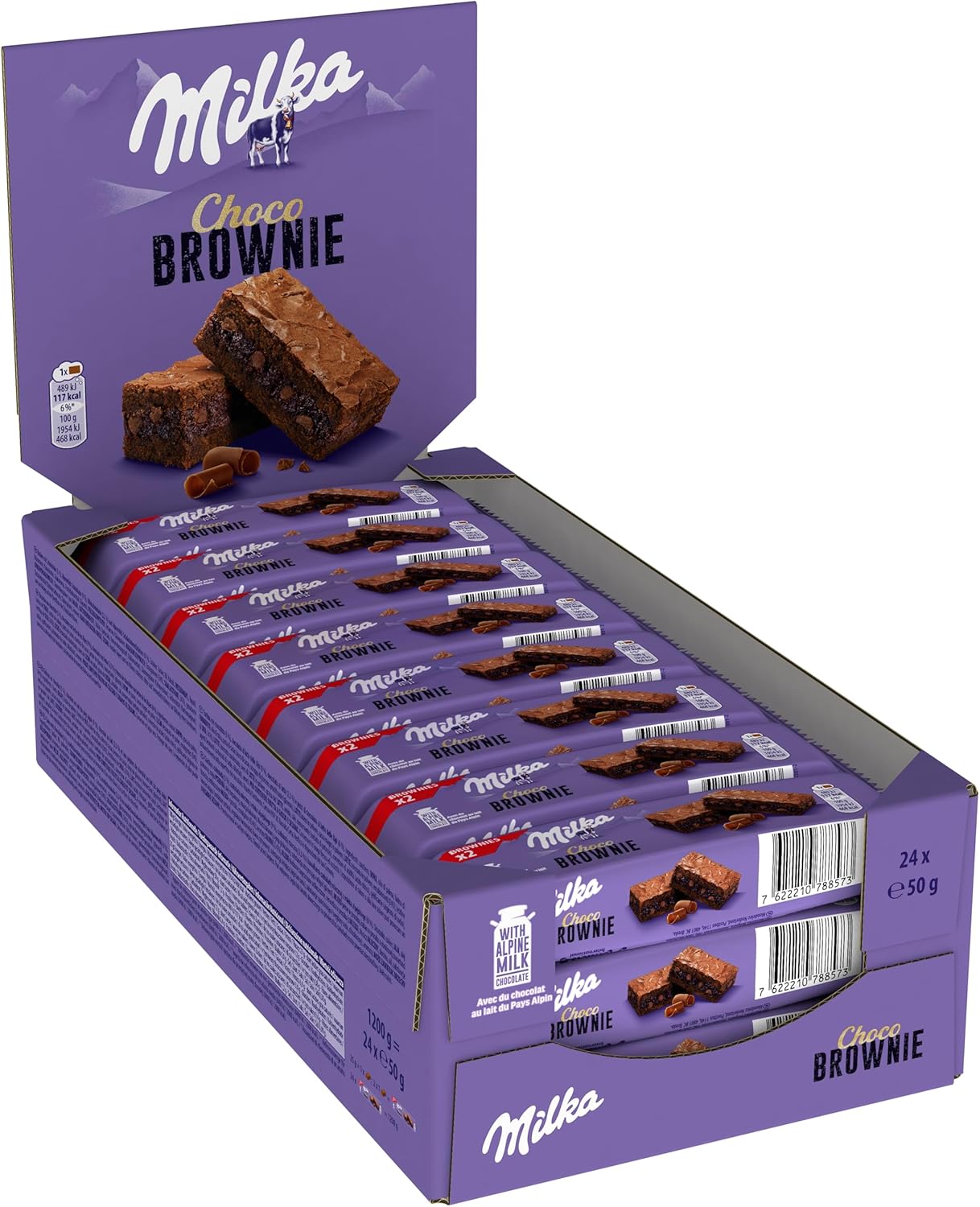 Detalle de Milka Choco Brownie - Bizcocho con Leche y Trozos de Chocolate 🍫 24x50g