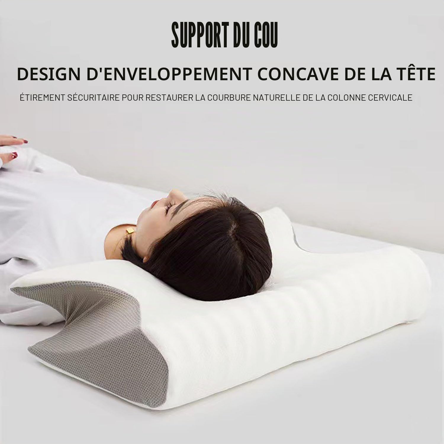 Detalle de Purova Oreiller Ergonomique Cervical – 2 en 1 mémoire de forme, soutien cervical adaptatif