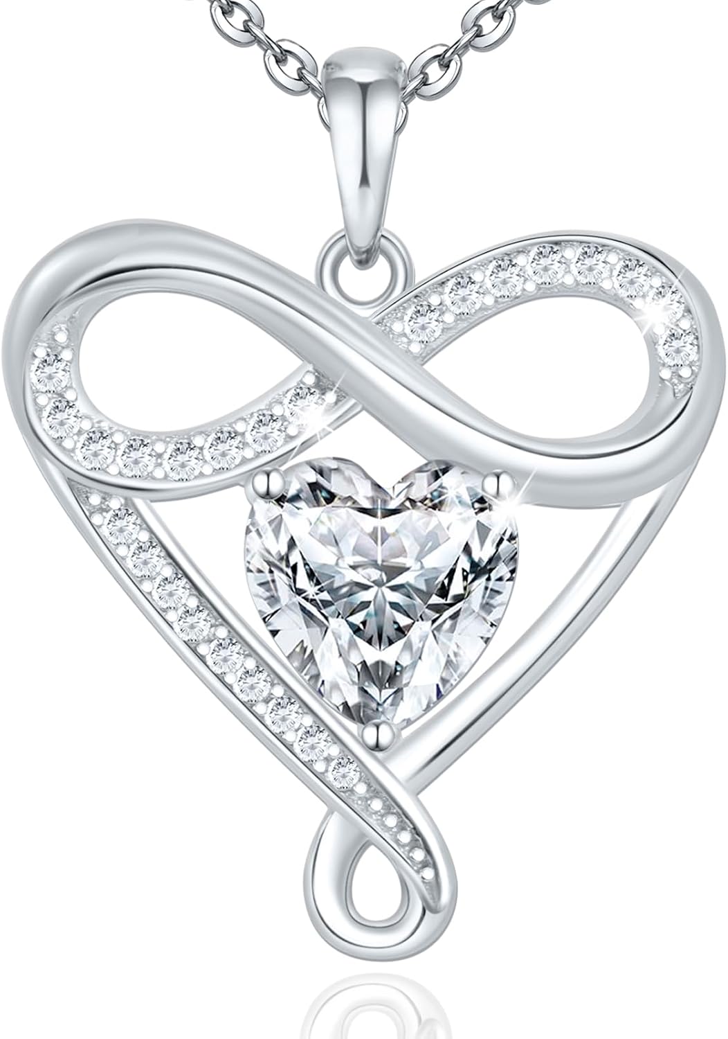 Detalle de Yuelove Infinity Necklace, 925 Sterling Silver