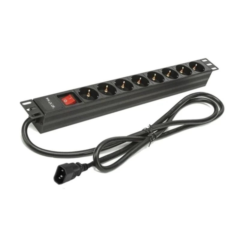 Detalle de Phasak BNS 3535 Regleta con Interruptor, 8 Tomas 230V/16A, 2 m, Negro