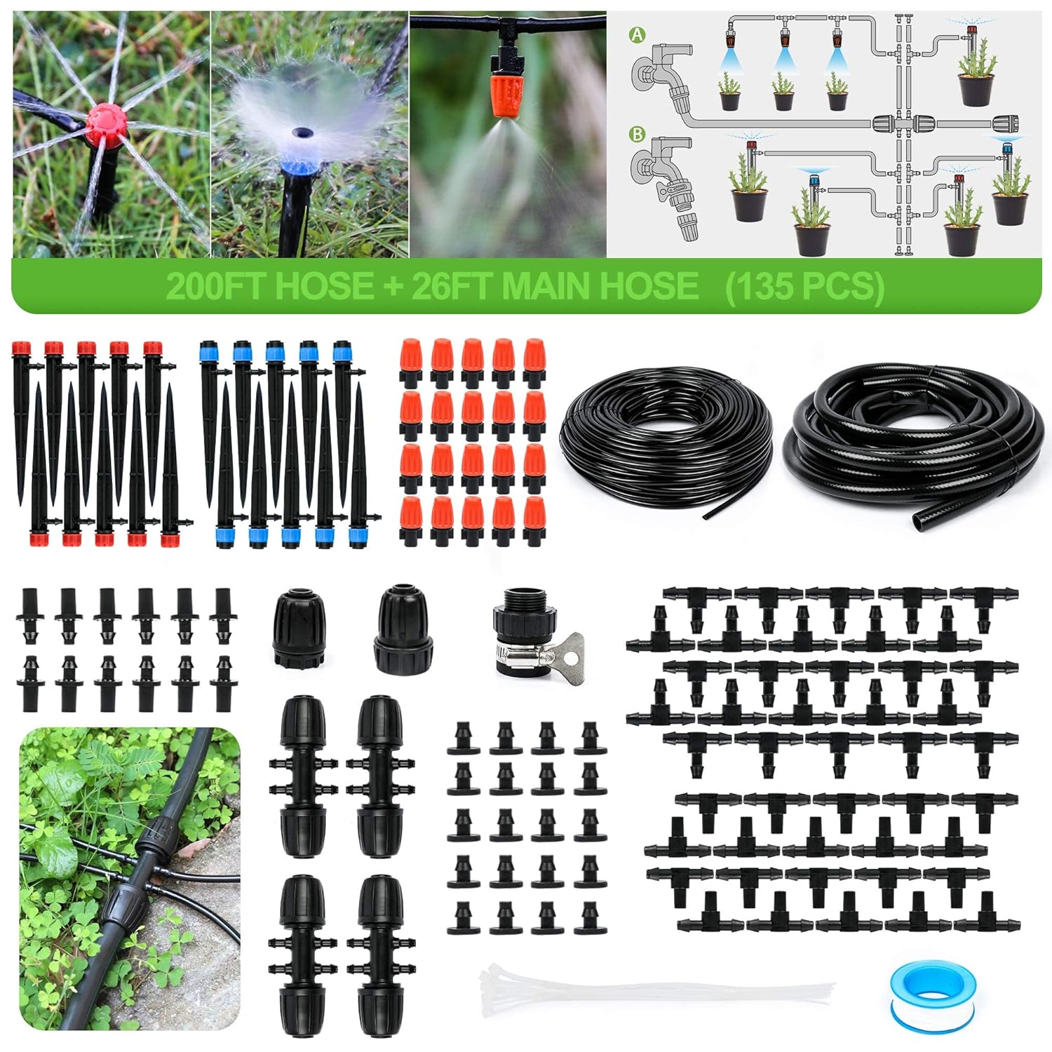 Detalle de MIXC 68M/226FT Drip Irrigation System Kit