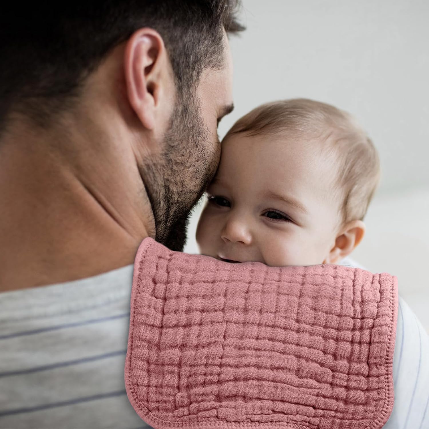 Thumbnail 3 de Looxii Muslin Burp Cloths, 6-Pack, 6-Layer Cotton, Gradient Pink, 20" x 10