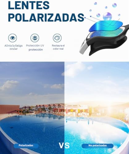 Detalle de ZIONOR G1 MAX: Gafas de natación polarizadas con protección UV y antiempañamiento