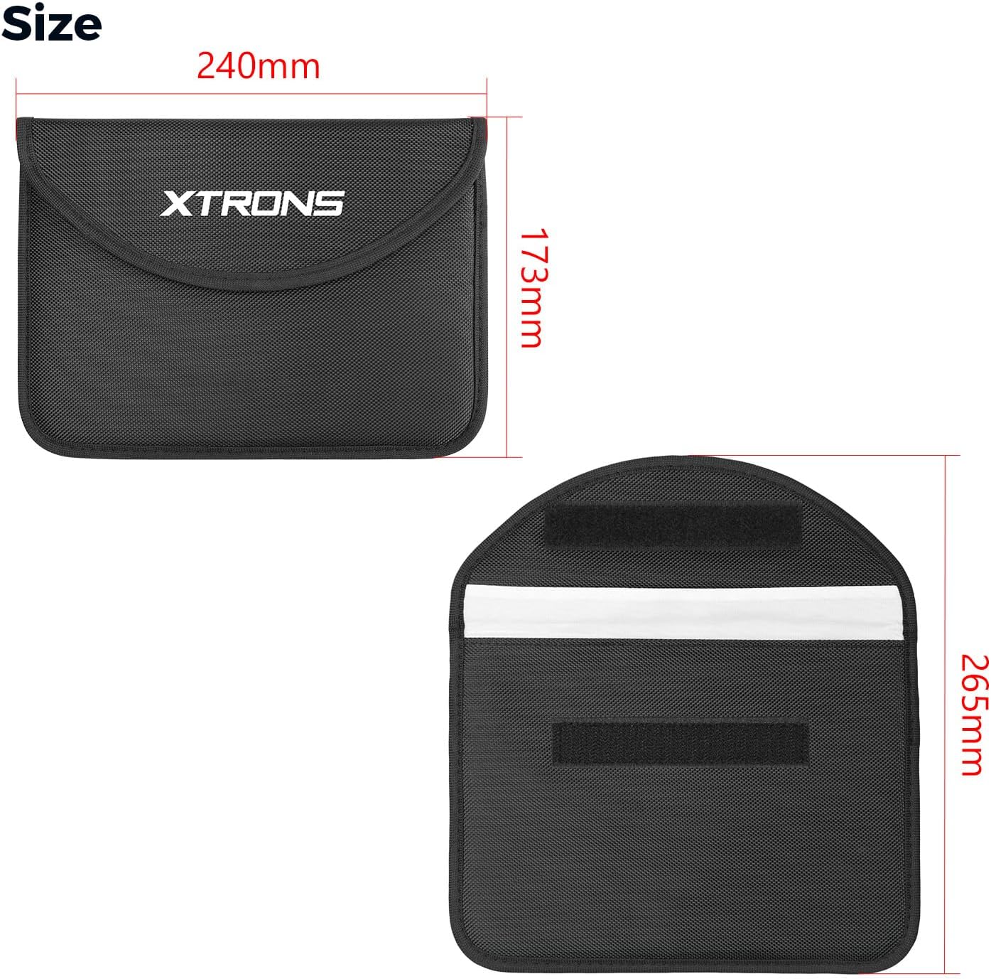 Thumbnail 1 de XTRONS Large Faraday Pouch (Car Keys/Phones) – RFID signal blocking key bag with hook, waterproof carbon fibre, black