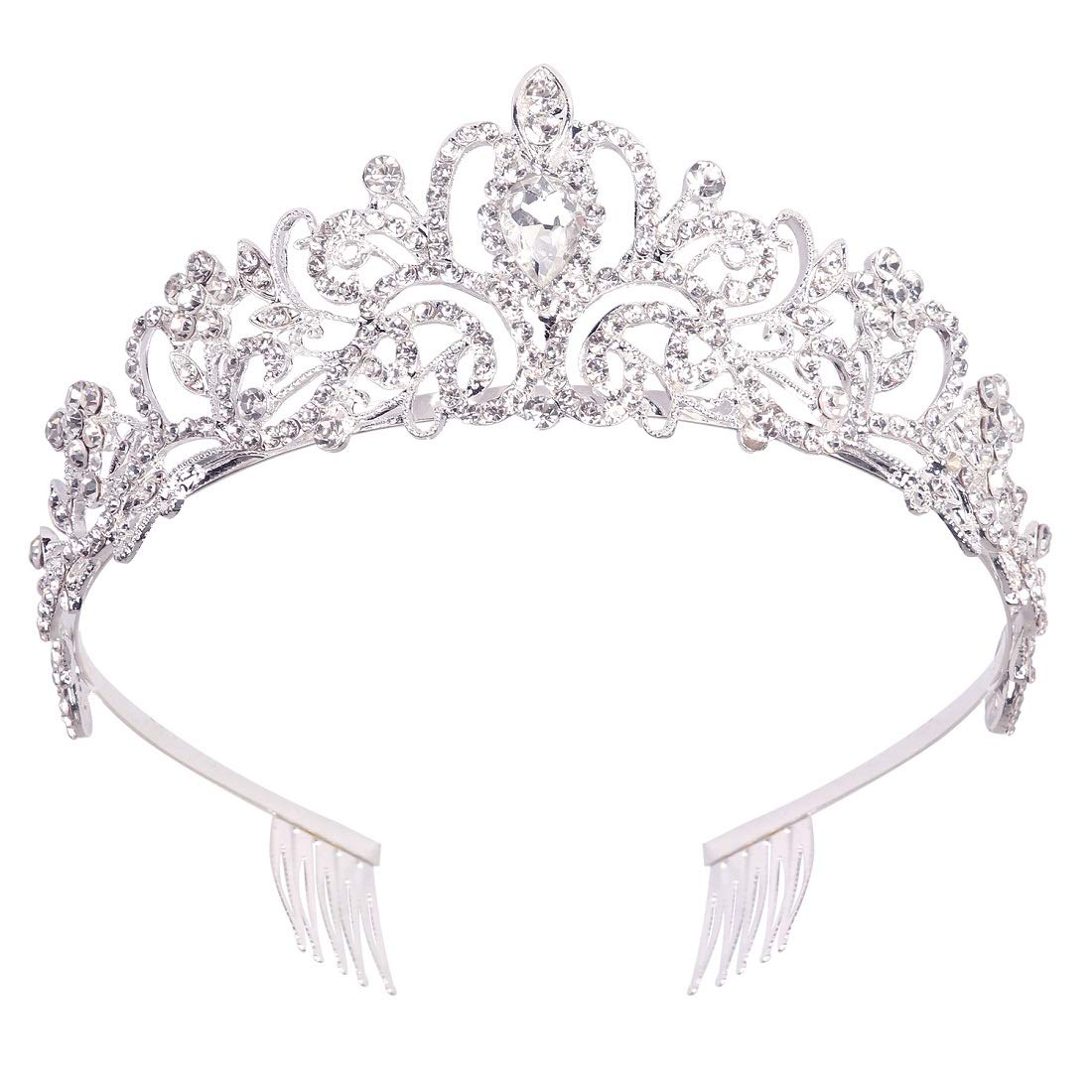 Detalle de Didder Silver Crystal Tiara with Rhinestones and Hair Combs