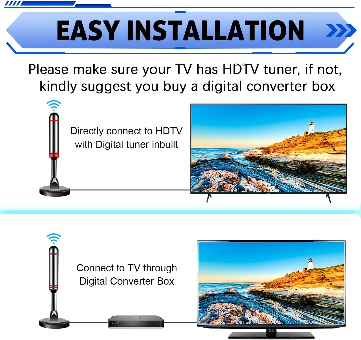 Thumbnail 6 de 2025 Digital Indoor TV Antenna — 360° Reception