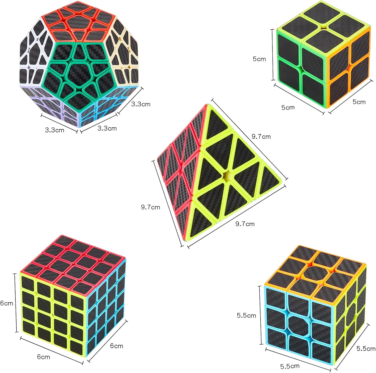 Detalle de Coolzon Zauberwürfel 5‑teiliges Speed Cube Set: 2x2, 3x3, 4x4, Pyraminx, Megaminx in Geschenkbox
