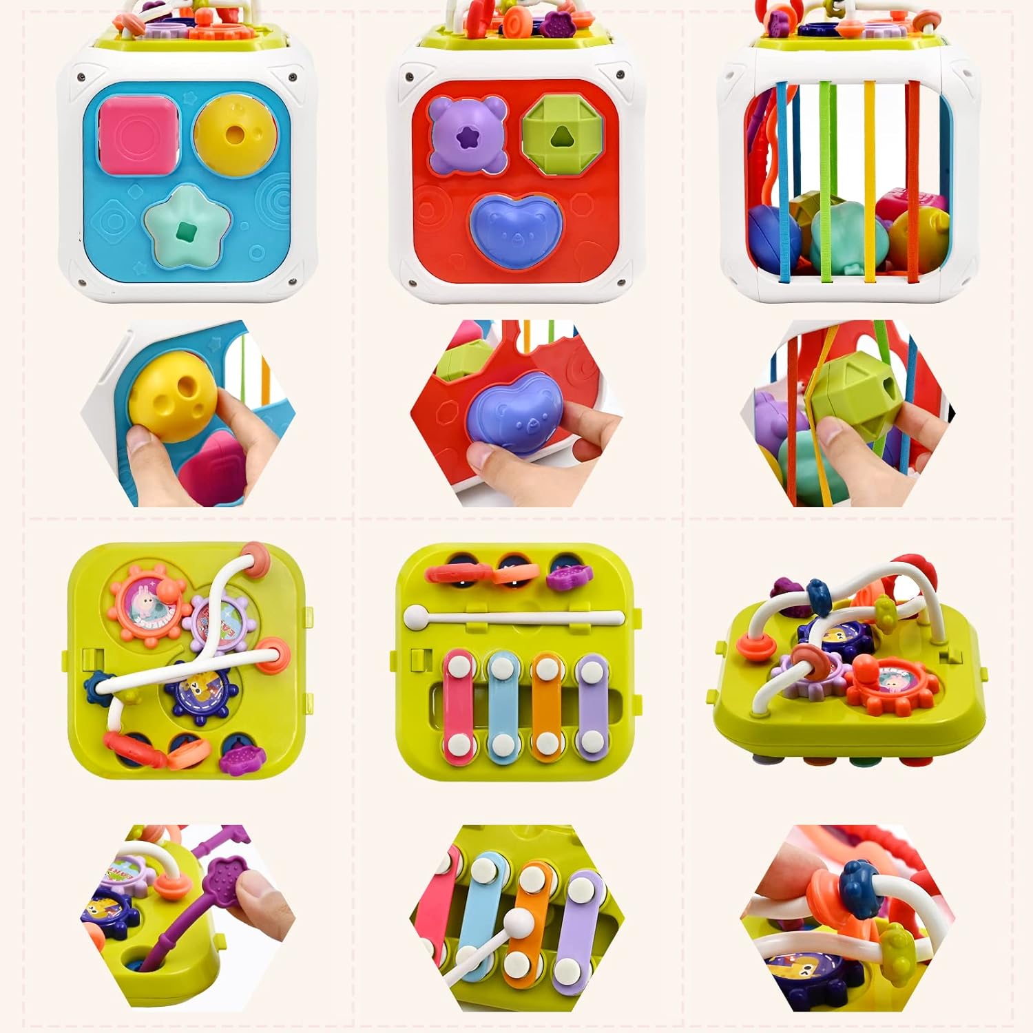 Thumbnail 6 de Spielzeug ab 1,5 Jahren – Montessori 7‑in‑1 Motorikschleife & Activity Center (Sensorik‑Motorikwürfel)