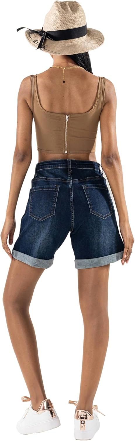 Thumbnail 5 de Nina Carter P208 Damen High-Waist Jeans-Shorts im Used-Look – Mid-Thigh, Sommer-Shorts