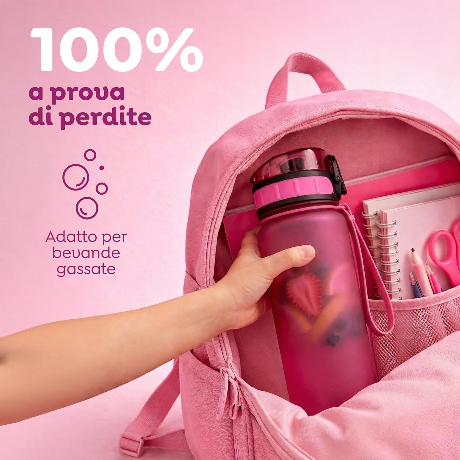 Thumbnail 5 de Sweety Fox borraccia per bambini 500 ml a prova di perdite con apertura One-Click (rosa)