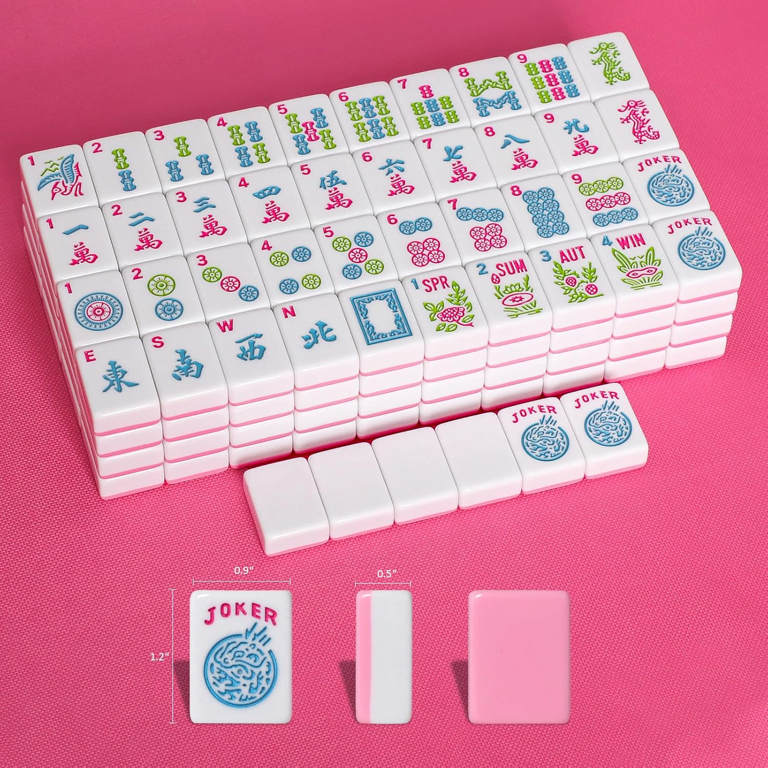 Thumbnail 1 de GUSTARIA 1.2” American Mahjong Tile Set, 166 Tiles (Tiles Only) — Pink Color