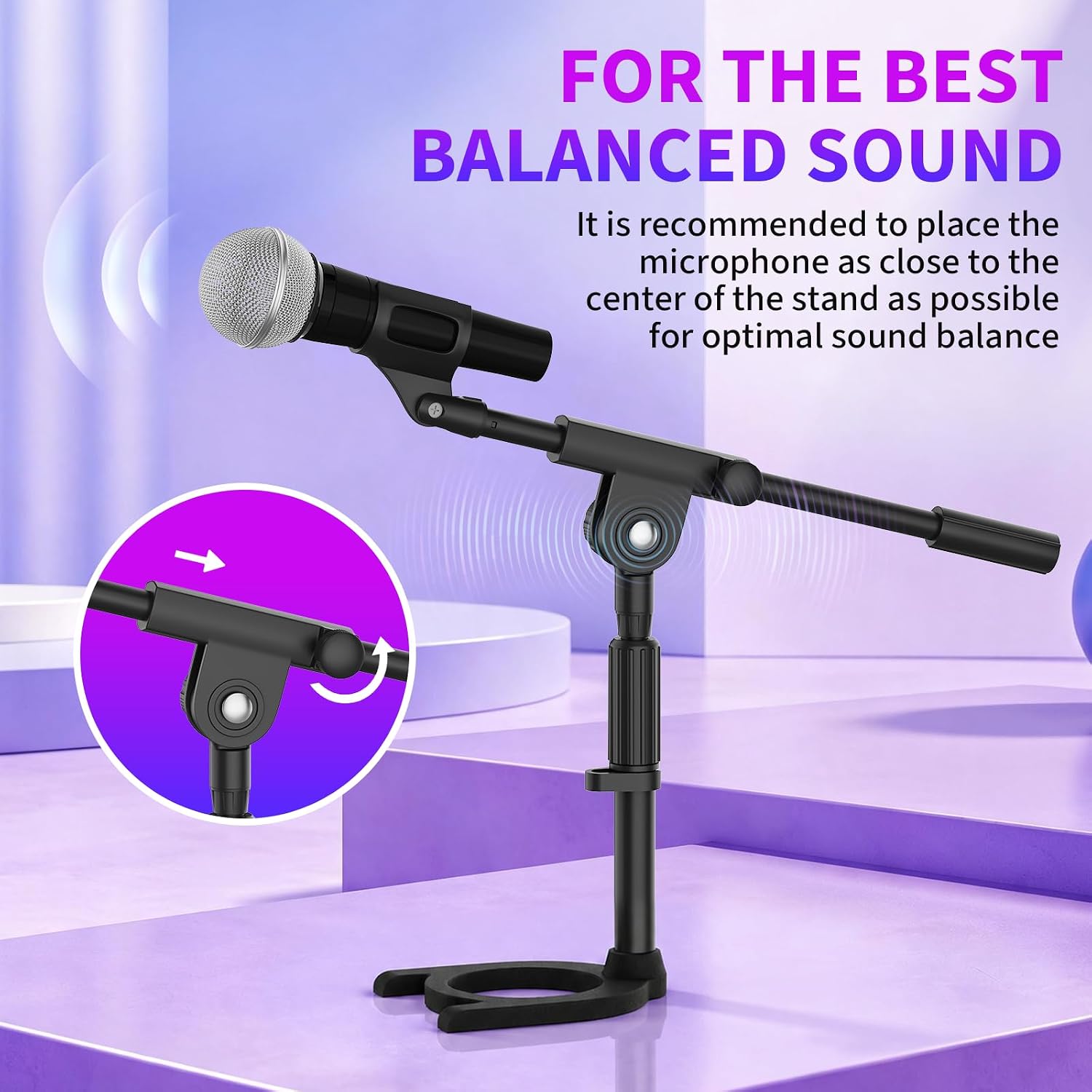 Detalle de futrue-wolker Basic Mount Desktop Microphone Stand with Adjustable Boom Arm